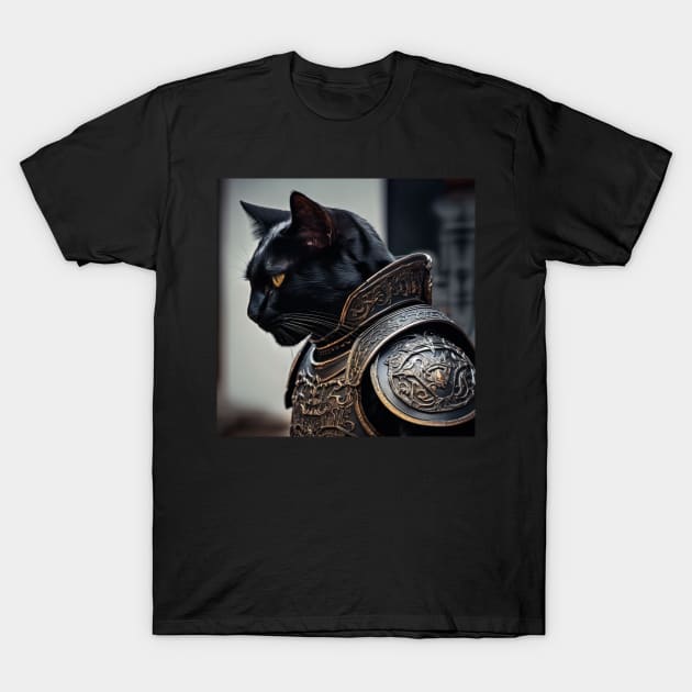 BLACK CAT IN ARMOR T-Shirt by DjurisStudio